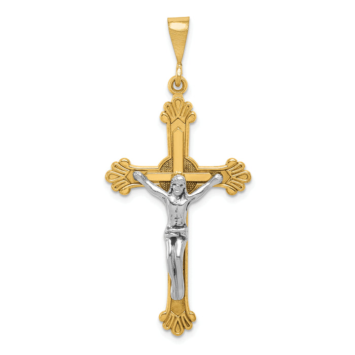 14k Two-tone Crucifix Pendant-D870