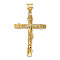14k Two-tone CZ Crucifix Pendant-D889