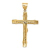 14k Two-tone CZ Crucifix Pendant-D889