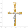 14k Two-tone CZ Crucifix Pendant-D889