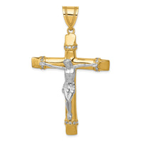 14k Two-tone CZ Crucifix Pendant-D889