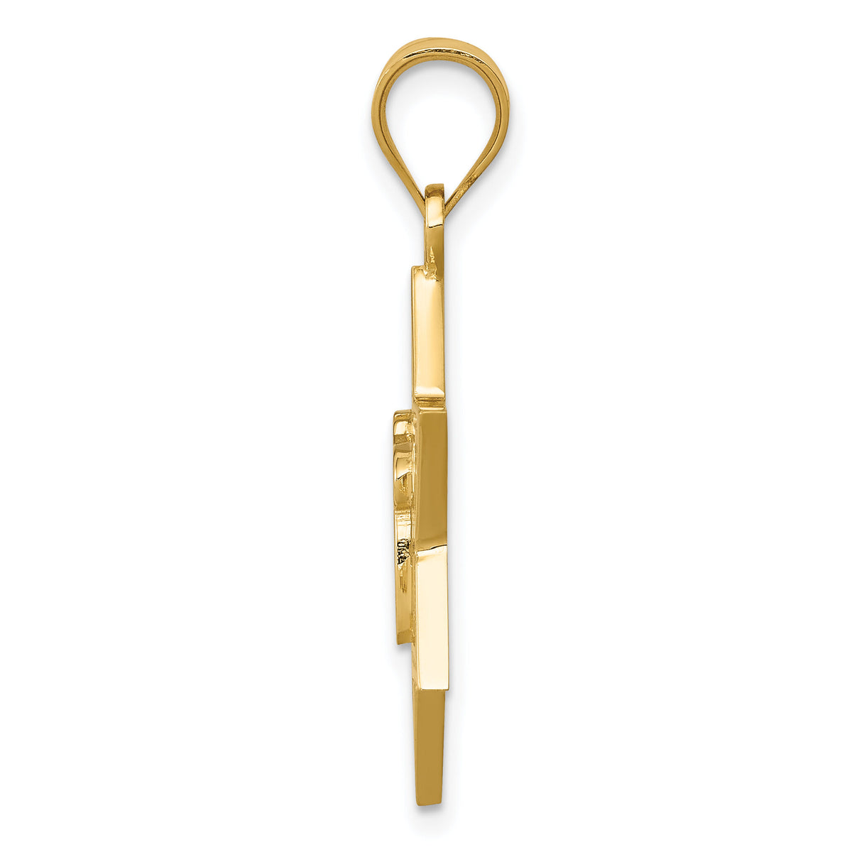 14k Solid Polish Chai in Star of David Charm-D893