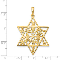 14K Star Of David 12 Tribes Pendant-D894