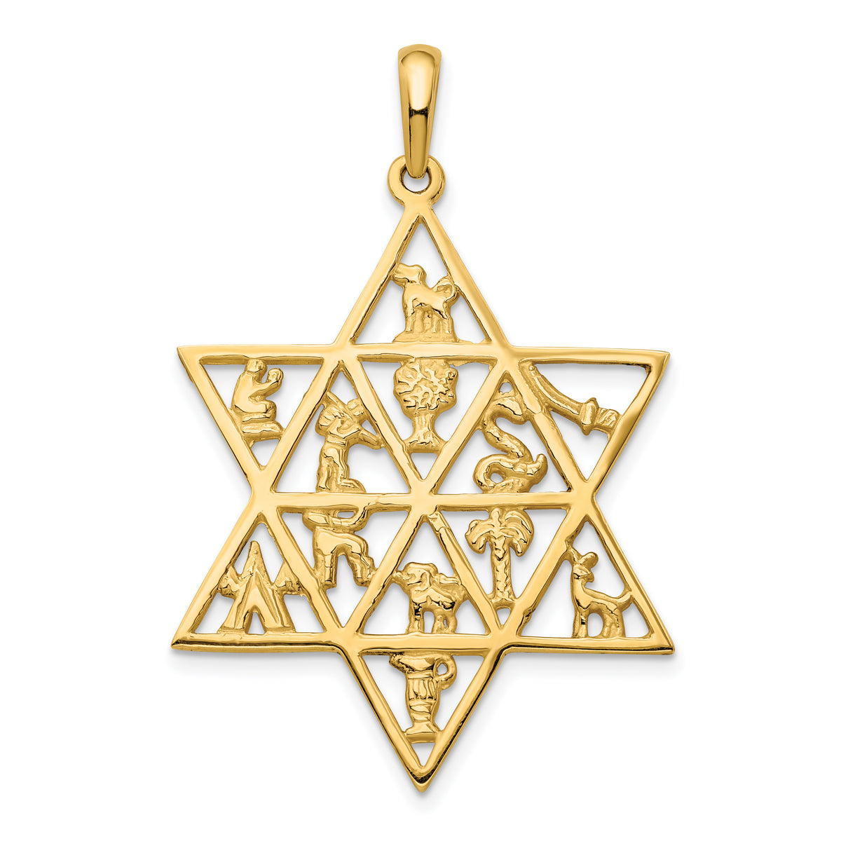 14K Star Of David 12 Tribes Pendant-D894