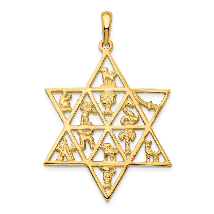 14K Star Of David 12 Tribes Pendant-D894