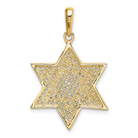 14K w/Rhodium Solid Mesh Star Of David Charm-D895