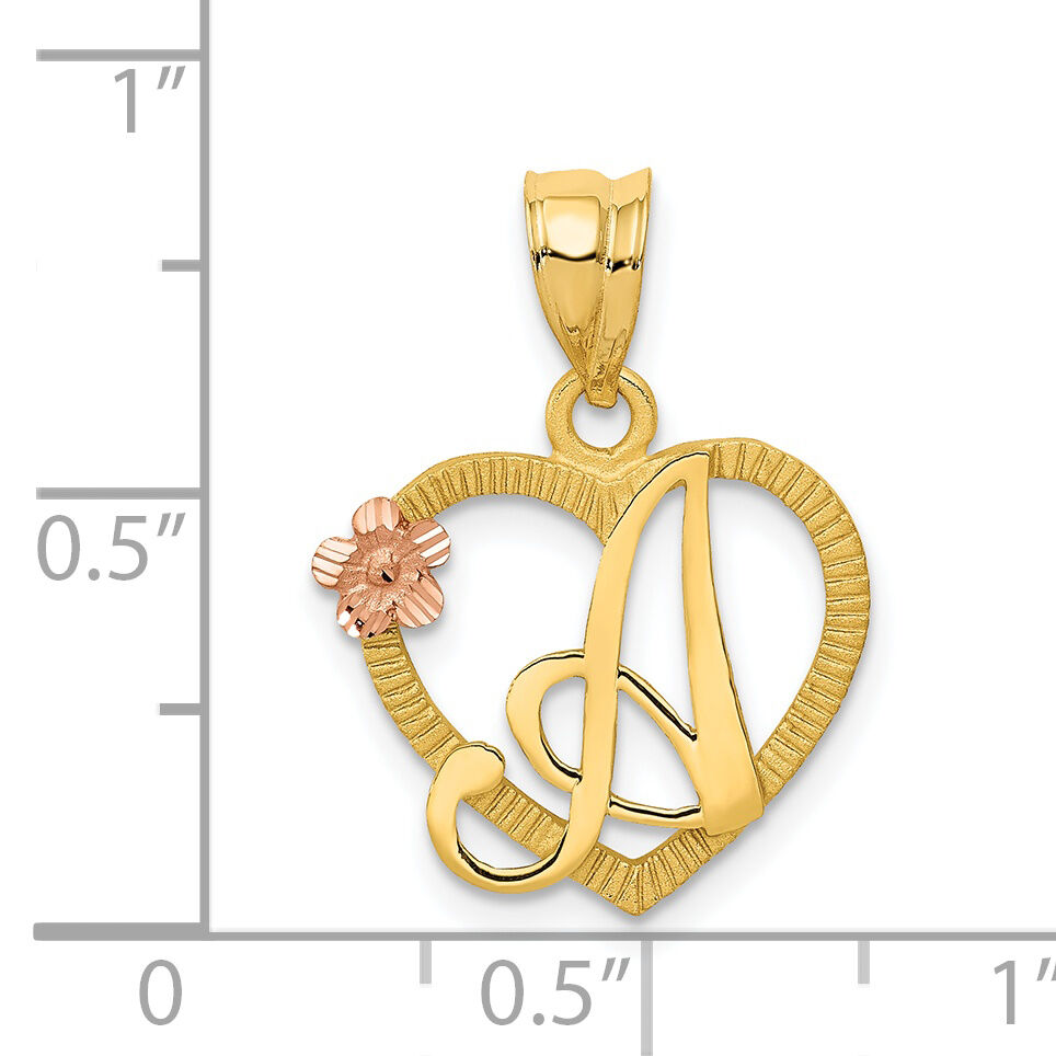 14k Two-Tone Heart Letter A  Initial Pendant-D898A