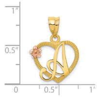 14k Two-Tone Heart Letter A  Initial Pendant-D898A