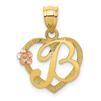 14k Two-Tone Heart Letter B  Initial Pendant-D898B