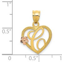 14k Two-Tone Heart Letter C  Initial Pendant-D898C