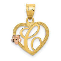 14k Two-Tone Heart Letter C  Initial Pendant-D898C