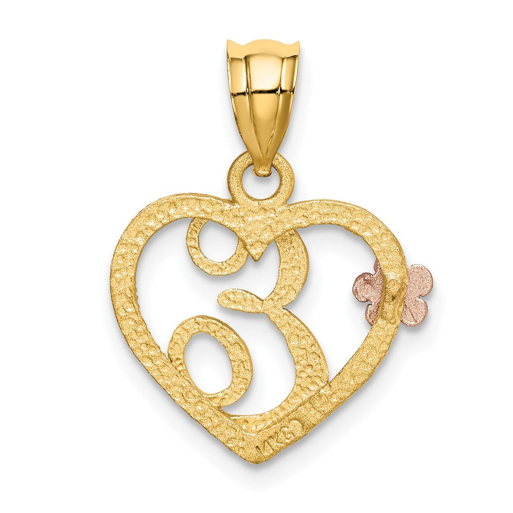 14k Two-Tone Heart Letter E  Initial Pendant-D898E