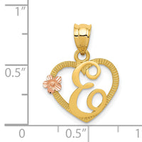 14k Two-Tone Heart Letter E  Initial Pendant-D898E