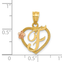 14k Two-Tone Heart Letter F  Initial Pendant-D898F