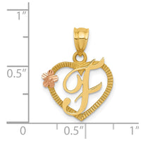 14k Two-Tone Heart Letter F  Initial Pendant-D898F