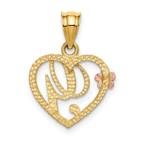 14k Two-Tone Heart Letter G  Initial Pendant-D898G