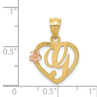 14k Two-Tone Heart Letter G  Initial Pendant-D898G