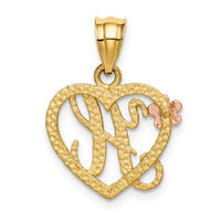 14k Two-Tone Heart Letter H  Initial Pendant-D898H