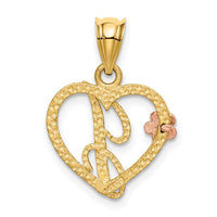 14k Two-Tone Heart Letter J  Initial Pendant-D898J