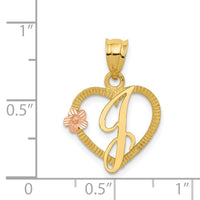 14k Two-Tone Heart Letter J  Initial Pendant-D898J