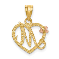 14k Two-Tone Heart Letter M  Initial Pendant-D898M