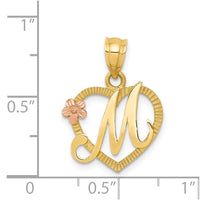 14k Two-Tone Heart Letter M  Initial Pendant-D898M