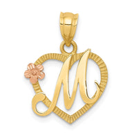 14k Two-Tone Heart Letter M  Initial Pendant-D898M