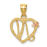 14k Two-Tone Heart Letter N  Initial Pendant-D898N