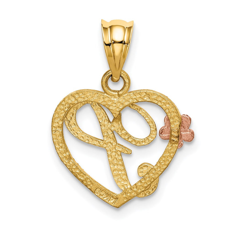 14k Two-Tone Heart Letter P  Initial Pendant-D898P