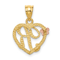 14k Two-Tone Heart Letter R  Initial Pendant-D898R