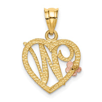 14k Two-Tone Heart Letter W  Initial Pendant-D898W