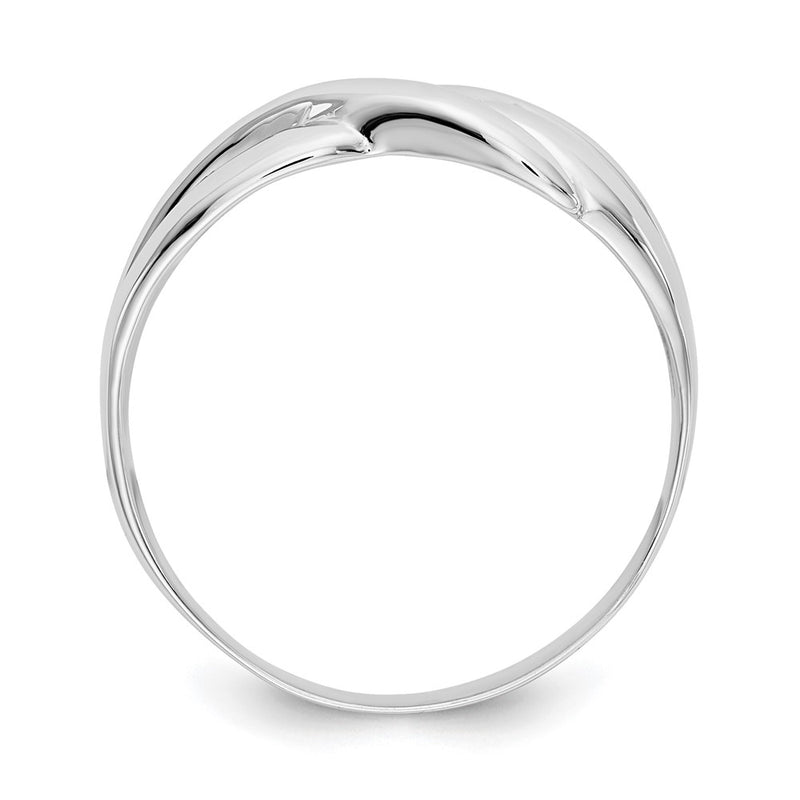 14k White Gold Polished X Dome Ring-D906