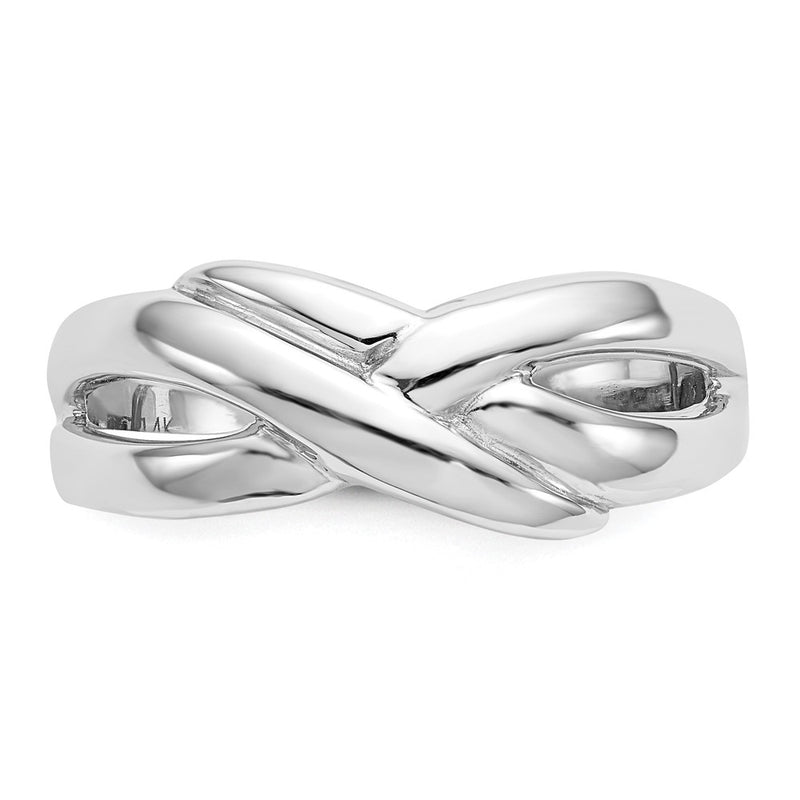 14k White Gold Polished X Dome Ring-D906