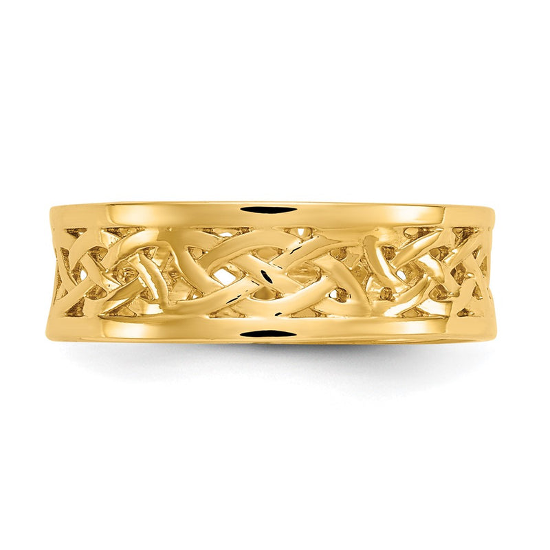 14k Polished Celtic Knot Band-D912