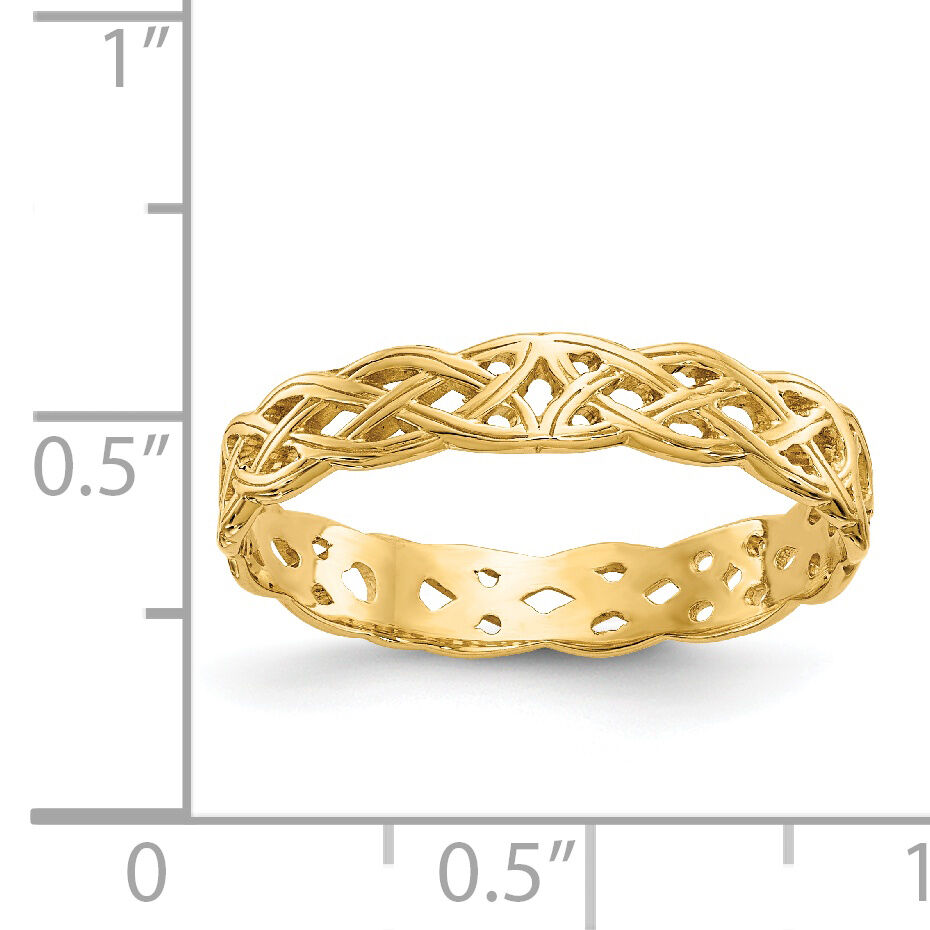 14k Polished Celtic Knot Band-D915