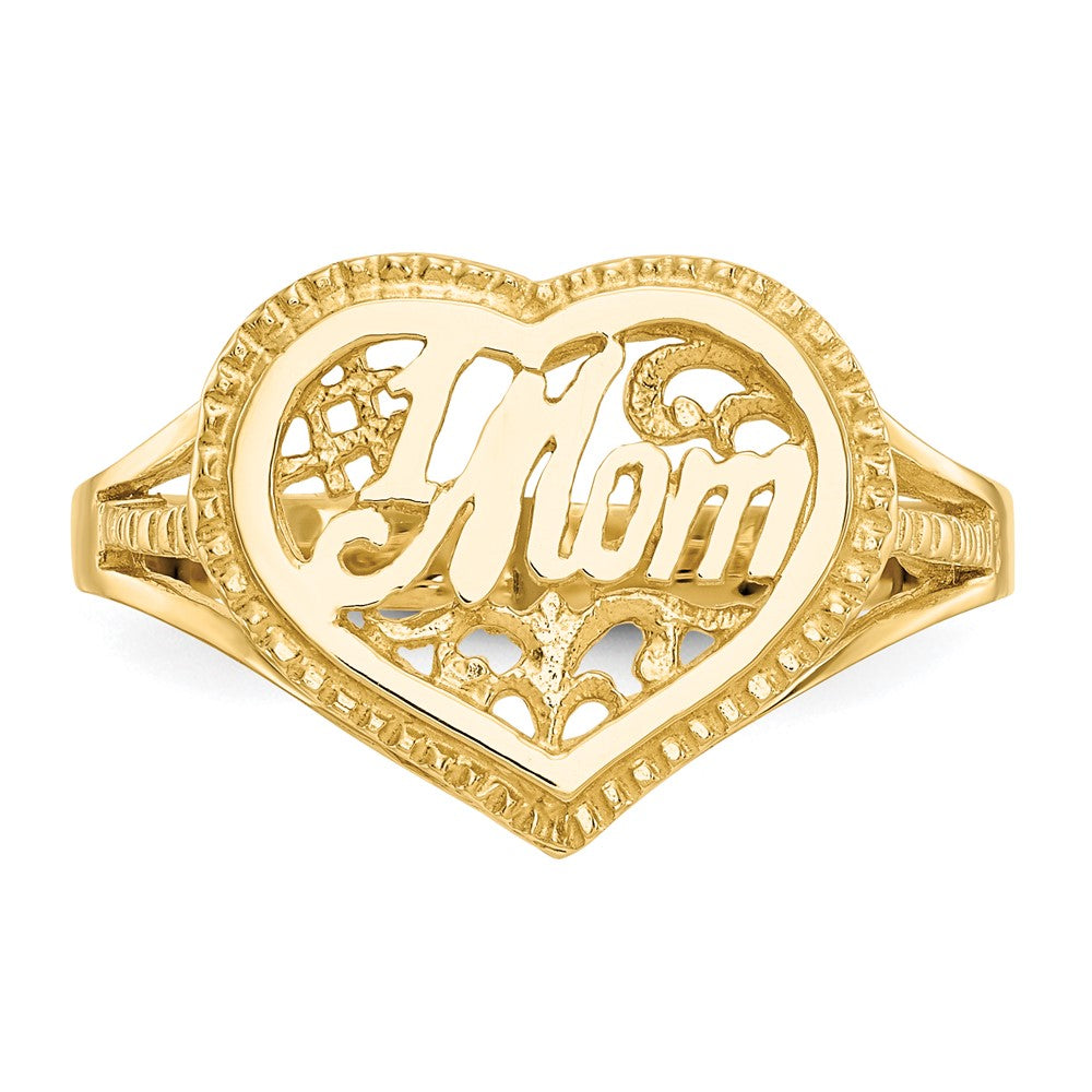 14k #1 Mom in Heart Ring-D938