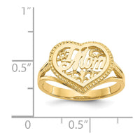 14k #1 Mom in Heart Ring-D938