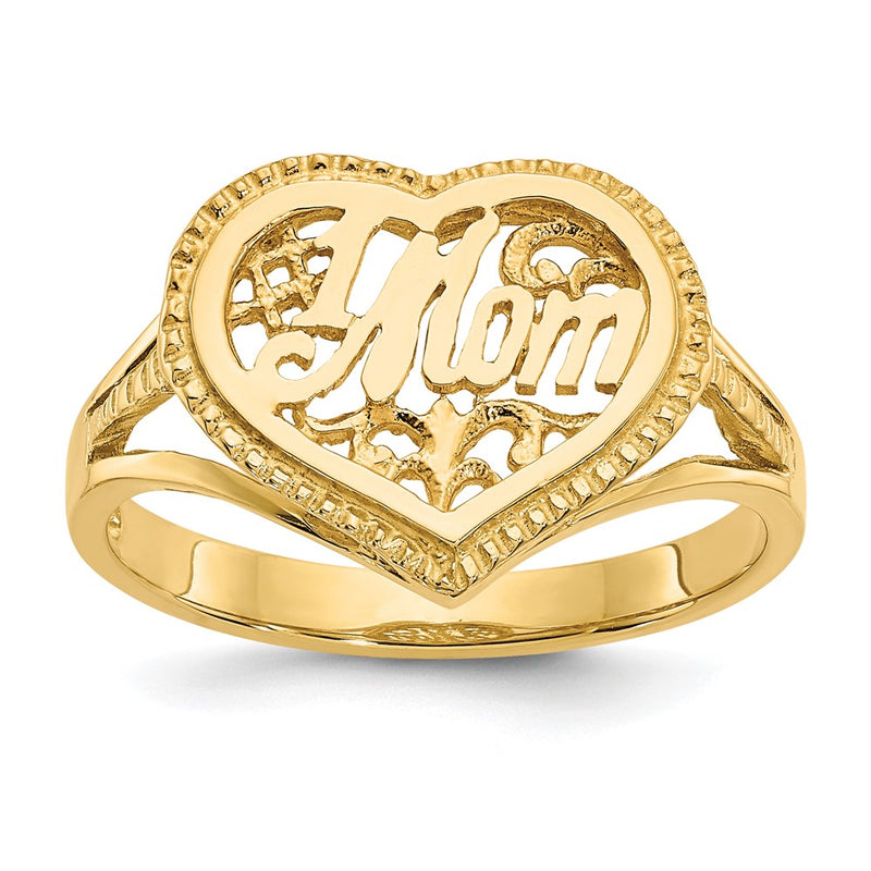 14k #1 Mom in Heart Ring-D938