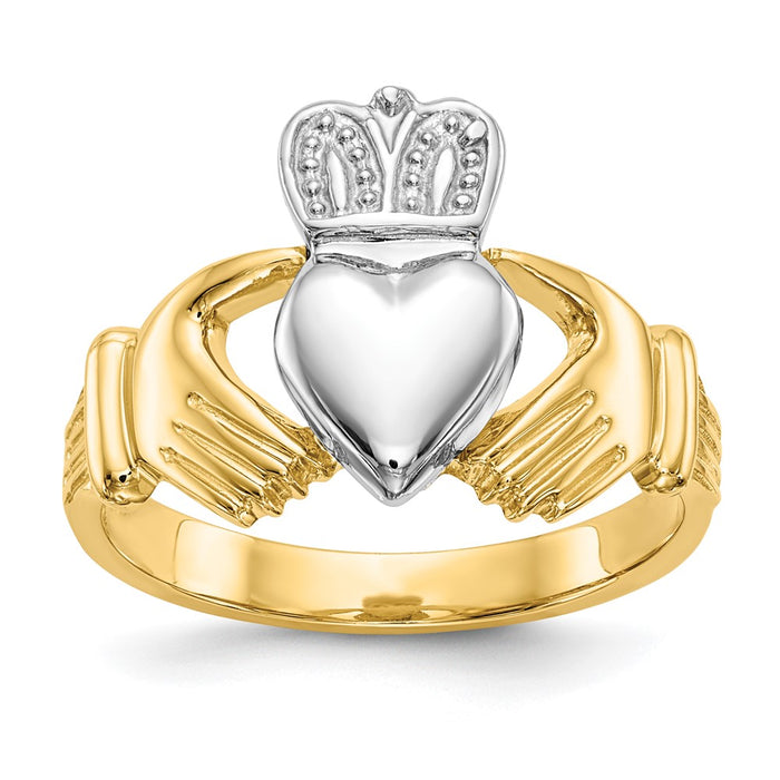 14k Mens Two-tone Claddagh Ring-D97