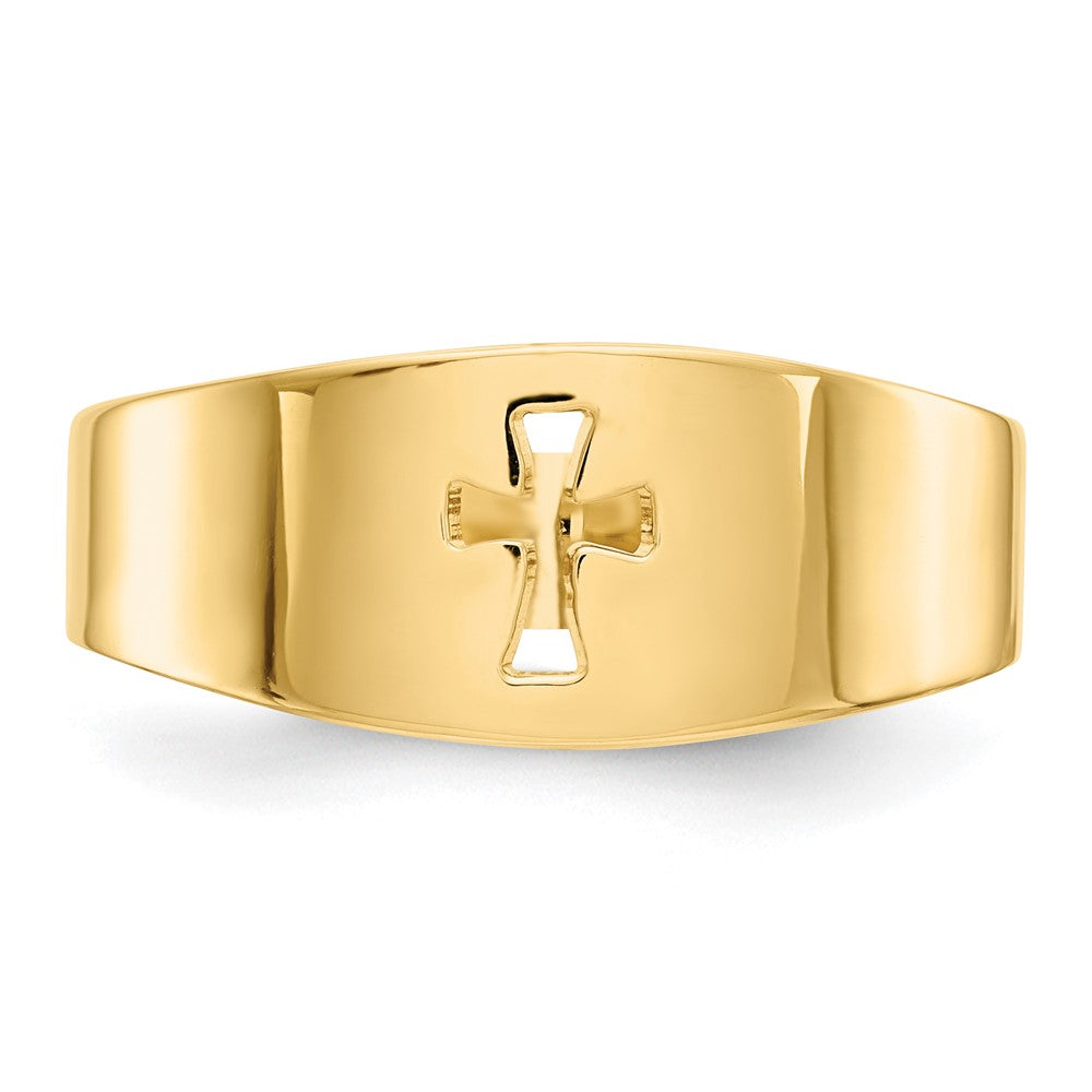 14k Polished Cut-out Cross Ring-D973