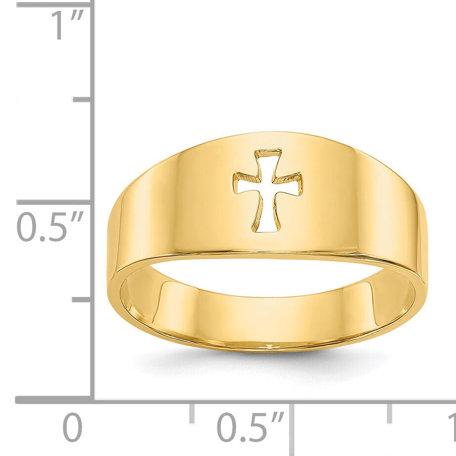 14k Polished Cut-out Cross Ring-D973