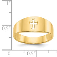 14k Polished Cut-out Cross Ring-D973