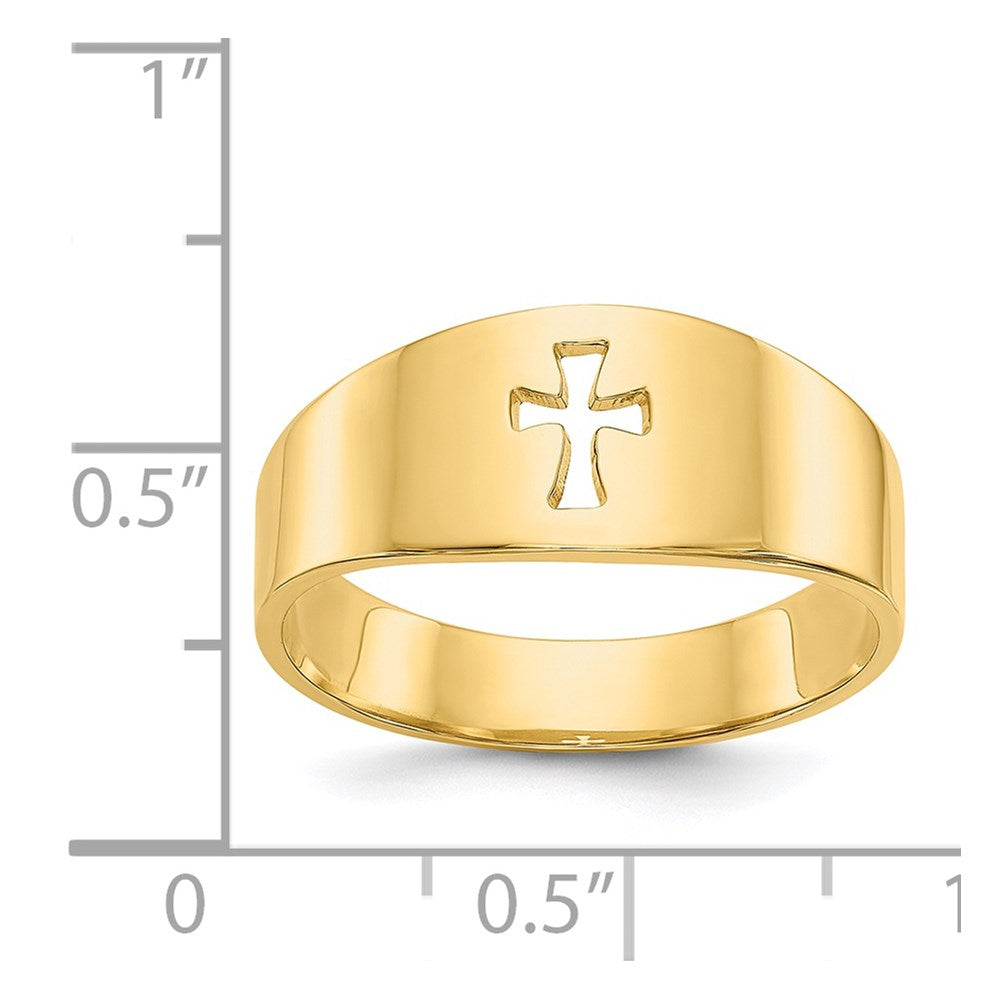 14k Polished Cut-out Cross Ring-D973