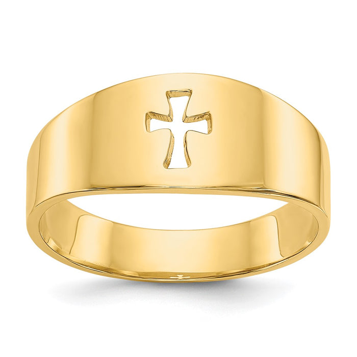 14k Polished Cut-out Cross Ring-D973