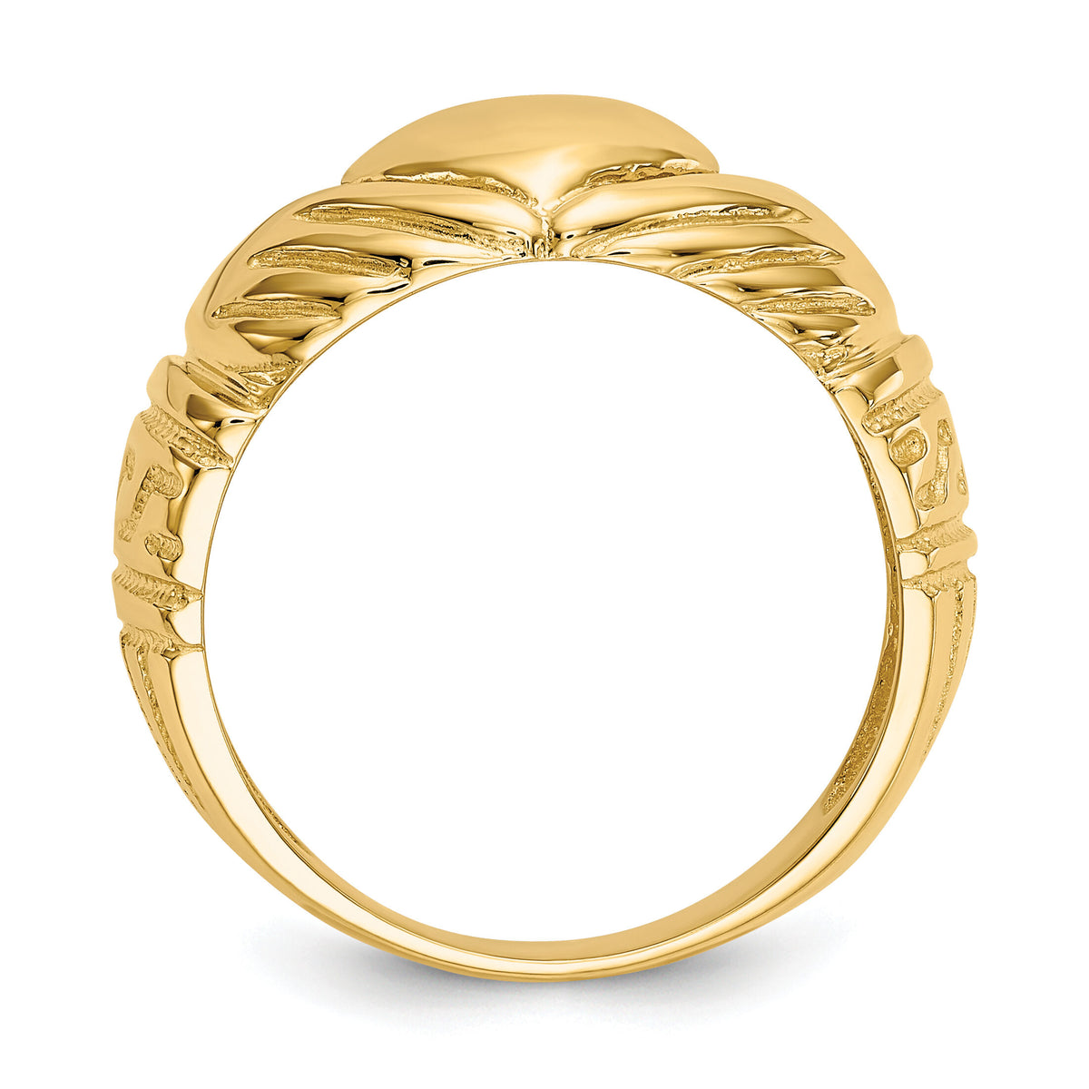 14k Polished Domed Claddagh Ring-D983