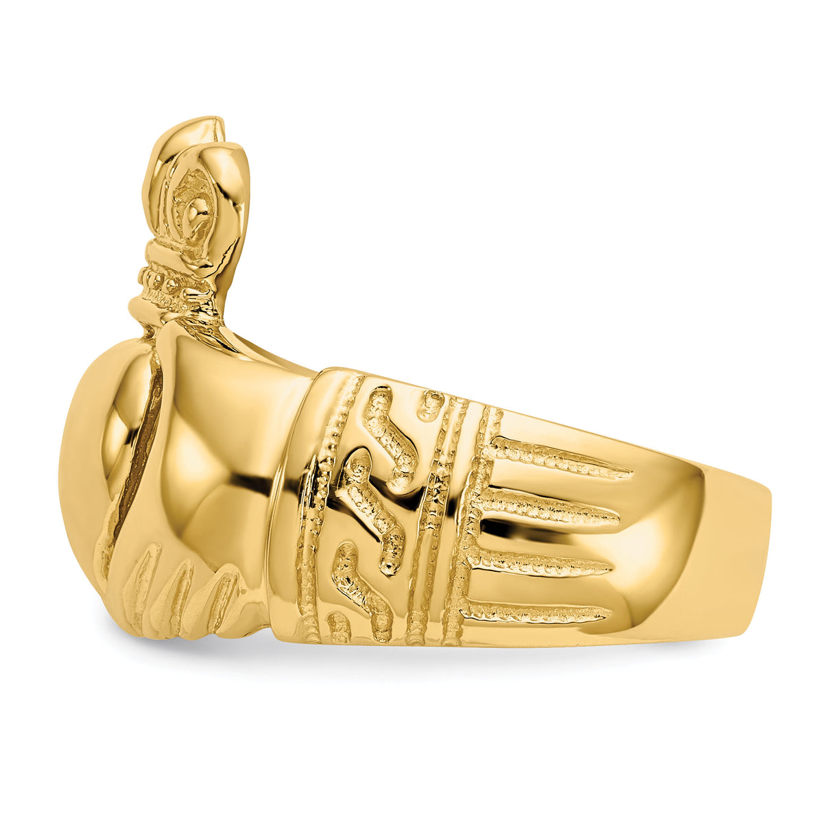 14k Polished Domed Claddagh Ring-D983
