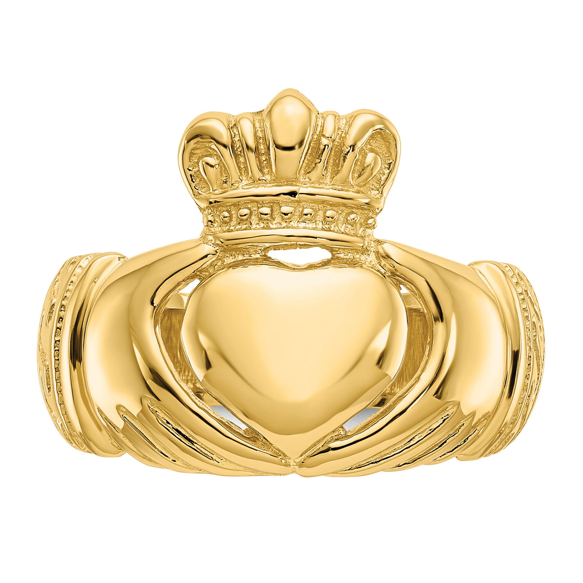 14k Polished Domed Claddagh Ring-D983