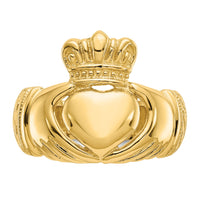 14k Polished Domed Claddagh Ring-D983