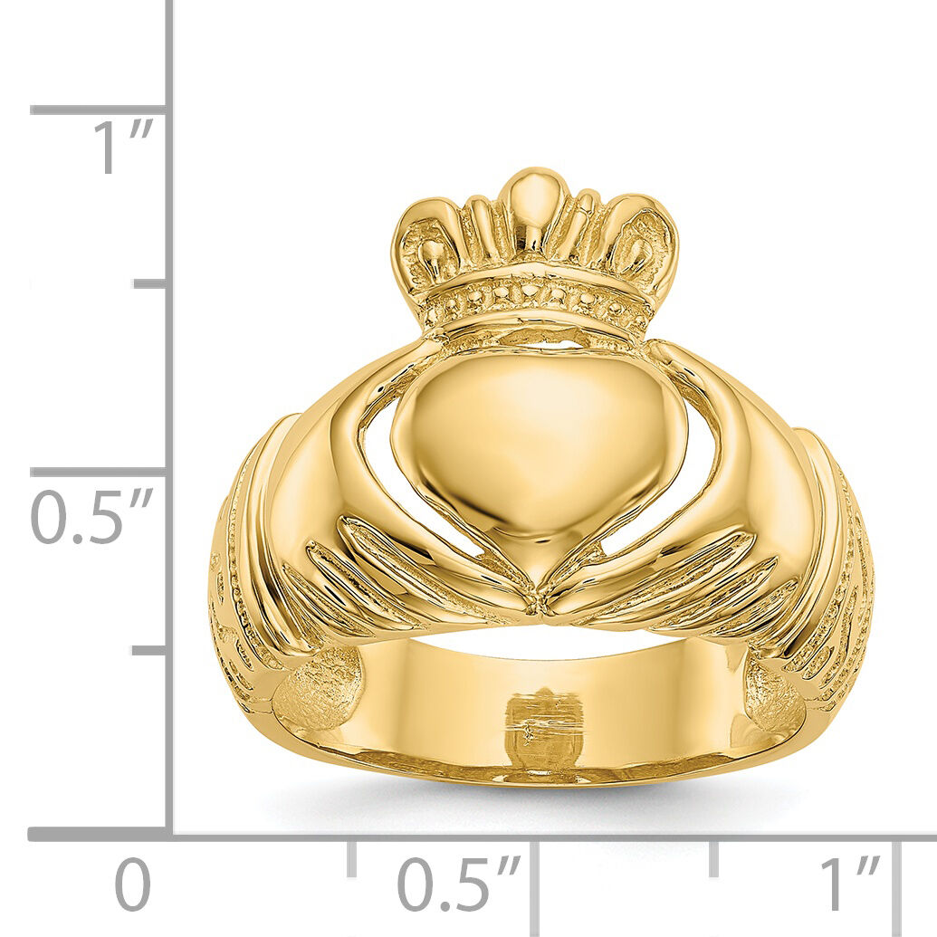 14k Polished Domed Claddagh Ring-D983
