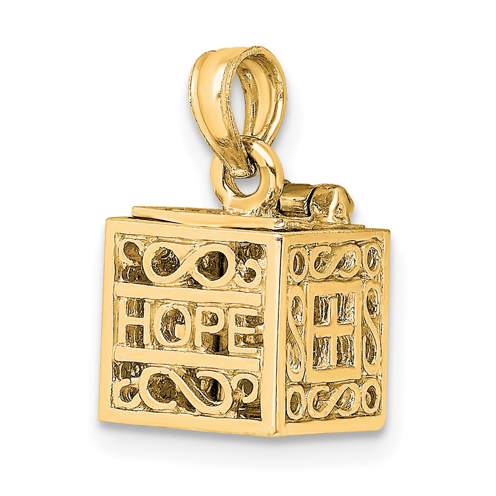 14K 3D Faith and Hope Prayer Box Charm-D986
